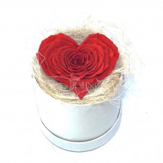 Trandafir Criogenat inima Ø9cm in cutie rotunda, cadou