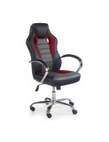 Cumpara ieftin Scaun directorial pentru gaming HM Scroll, tapiterie piele ecologica, cadru cromat, mecanism de balans, 110 kg, negru/rosu/gri