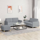VidaXL Set de canapele cu perne, 3 piese, gri deschis, textil