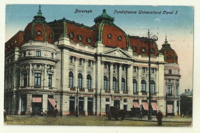cp Bucuresti : Fundatiunea Universitara Carol I - circulata 1926, timbre foto