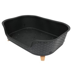 Pat / culcus pentru caini si pisici, plastic, negru, 78.5 x 58.5 x 25 cm