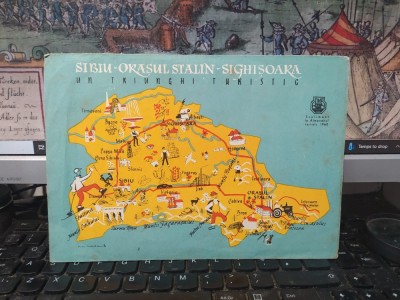 Sibiu-Orașul Stalin Brașov-Sighișoara, un triunghi turistic, hartă de Cecilia Merlaub, 1959, 135 foto