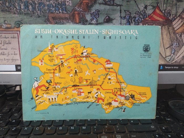 Sibiu-Orașul Stalin Brașov-Sighișoara, un triunghi turistic, hartă de Cecilia Merlaub, 1959, 135