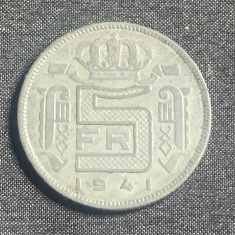 Moneda 5 franci 1941 Belgia