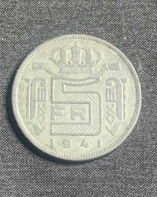 Moneda 5 franci 1941 Belgia foto