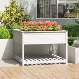 Cumpara ieftin Jardinieră cu raft, alb, 111,5x111,5x81 cm, lemn masiv de pin
