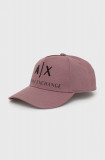 Armani Exchange șapcă din bumbac culoarea violet, cu imprimeu