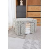 Cutie De Depozitare, Flippy, Pentru Haine, Lenjerie, Sosete Si Sutiene, Material Textil, 66L, Model Fluturasi, Gri