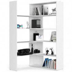 Biblioteca, placa laminata, 2 module, 2x5 rafturi, alb, 182 cm, Twist GartenVIP DiyLine