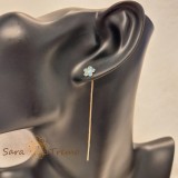 Cumpara ieftin Cercei Blue Blossom , placati aur 18K, 6 cm, flori albastre, Brazilia