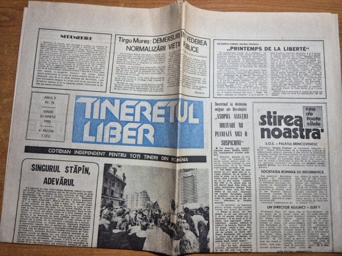 ziarul tineretul liber 23 martie 1990