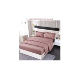 Cumpara ieftin Lenjerie de Pat Finet, Pliuri Brodate cu Elastic, 4piese, Capuccino - PUC123