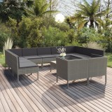vidaXL Set mobilier de grădină cu perne, 12 piese, gri, poliratan 3094622