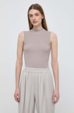 BOSS vestă culoarea bej, cu turtleneck, 50473237