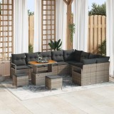 Set de Canapea pentru Grădină 12 Piese cu Perne Gri Rattan Poli Acacia
