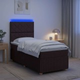 Cumpara ieftin Pat cu arcuri LED si saltea Maro inchis 80 x 200 cm Tesatura