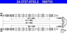 ATE 24.3727-0753.2 Cablu, frana de parcare