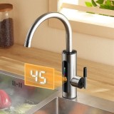Robinet electric pentru incalzirea apei, afisaj digital, rotire 360 de grade, dimensiuni 21x11x27cm, putere 3000W, argintiu