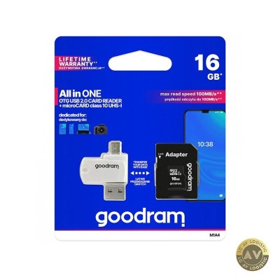 Card Memorie microSDHC GoodRam 16Gb Clasa 10 / UHS-1 U1 Cu Cititor Card si Adaptor M1A4-0160R12 foto
