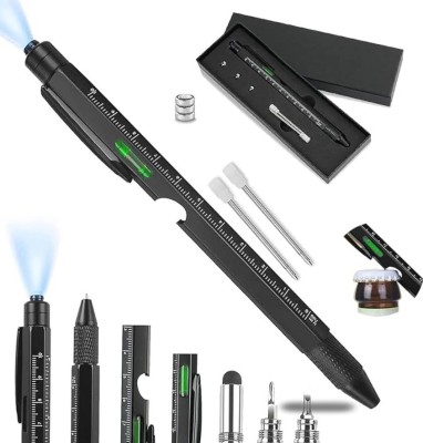 Pix multifunctional, 9 in 1, rigla, surubelnita, suport telefon, LED, negru foto