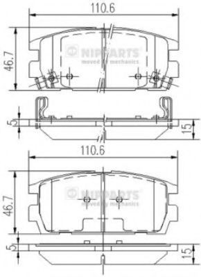 Set placute frana,frana disc HYUNDAI TERRACAN (HP) (2001 - 2006) NIPPARTS J3610511