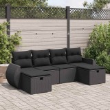 Cumpara ieftin Gossi set mobilier de gradina cu perne, 6 piese, negru, poliratan