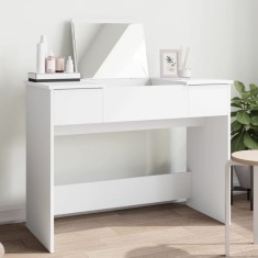 vidaXL Masă de toaletă cu oglindă, alb, 100x45x76 cm