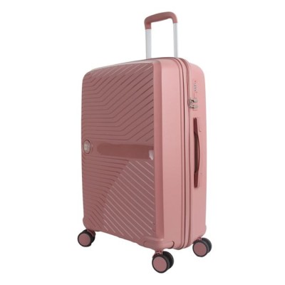 Valiza Troler Roz cu Dungi Reliefate 33L, 36x21x55.5 cm foto