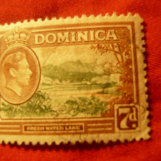 Timbru Dominica colonie britanica 1938 George VI , val 7p stampilat