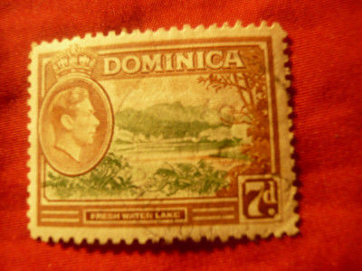 Timbru Dominica colonie britanica 1938 George VI , val 7p stampilat foto