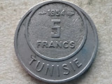 TUNISIA-5 FRANCS 1954, Africa, Cupru-Nichel