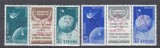 ROMANIA 1958 LP 459 a SATELITI ARTIFICIALI TRIPTIC CU VINIETA SUPRATIPAR BRUXELLES STARE MNH