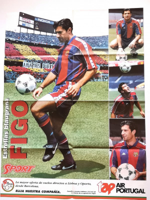 Poster fotbal - jucatorul FIGO (FC BARCELONA) dimensiuni mari 79X59 cm foto