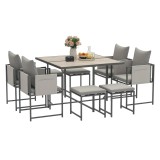 Outsunny Set Mobilier de Grădină din 9 Piese cu Masă, 4 Fotolii și 4 Scaune, 110x110x75 cm, Gri | Aosom Romania