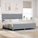 Cadru Pat Tapitat vidaXL Gri Deschis 200x200 cm cu Tablie Textil, Design Minimalist, Usor de Asamblat
