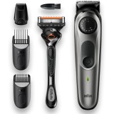 Aparat de tuns barba Braun Beard Trimmer BT5365, Wet&amp;amp;Dry, buton rotativ de precizie, 39 de setări pentru lungime, 2 piepteni, 1 mini cap de ras cu