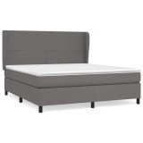 Cumpara ieftin Pat box spring cu saltea, gri, 160x200 cm, piele ecologica