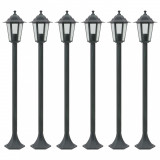 Stalp iluminare gradina 6 buc. E27 110 cm aluminiu verde &icirc;nchis GartenMobel Dekor, vidaXL