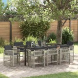 Cumpara ieftin Set de masă pentru grădină 9 pcs Gri deschis Rattan poli