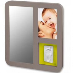 Kit de Amprentare Baby Art cu Rama Oglinda Taupe And Lime-Plum foto