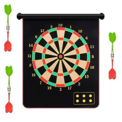 Joc pentru copii si familie, darts magnetic,2 fete de joc,35x45 cm, 6 sageti incluse - Multicolor foto