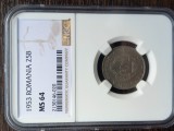 MONEDA ROMANIA - 25 BANI 1953, REPUBLICA POPULARA ROMANA, GRADATA NGC- MS64 RARA