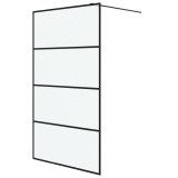 Perete cabina dus walk-in negru 115x195 cm sticla ESG mata