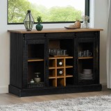 VidaXL Bufetă HALDEN 2 uși glisante negru 112x40x80 cm lemn masiv