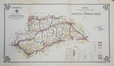 HARTA CAILOR DE COMUNICATIE DIN JUDETUL TARNAVA MICA , CROMOLITOGRAFIE , SCARA 1 : 200.000, 1925 foto