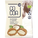 Migdale in Ciocolata Alba cu Nuca de Cocos Bio 70 grame Cocoa