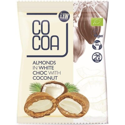 Migdale in Ciocolata Alba cu Nuca de Cocos Bio 70 grame Cocoa foto