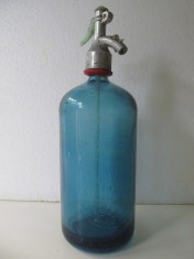 Sticla Sifon , 1l , albastra , Apa gazoasa Sibiu