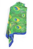 Esarfa tip sal dama 24E din matase vegetala cu atingere de matase fina, verde azur/albastru, 180 x 8, Marime universala