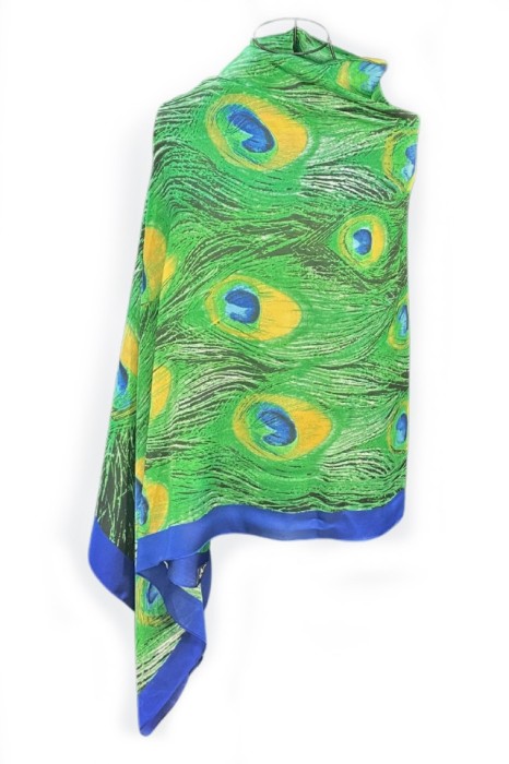 Esarfa tip sal dama 24E din matase vegetala cu atingere de matase fina, verde azur/albastru, 180 x 8